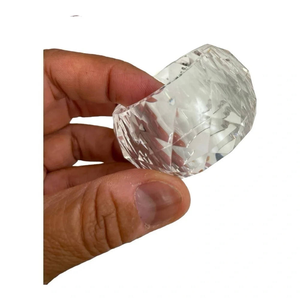 Clear Crystal Plastic Napkin Holder Rings Acrylic Octagon Holiday Decor set 6